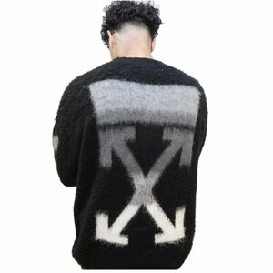 Off-White Virgil Abloh Arrows-Intarsia Gradient Mohair Sweater